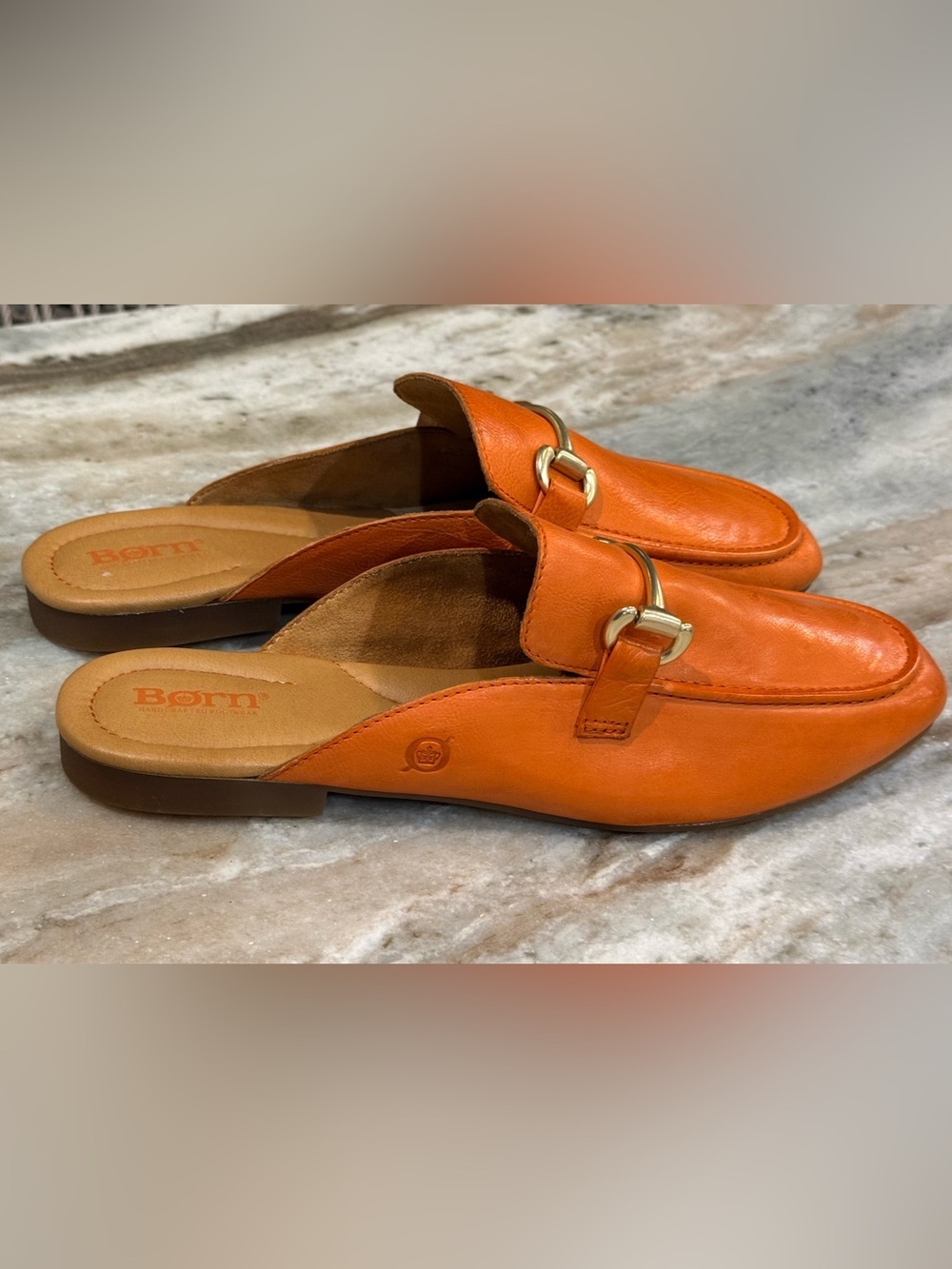 NWT Women’s BORN Lareina orange leather mules- Size 11 - Picture 4 of 6